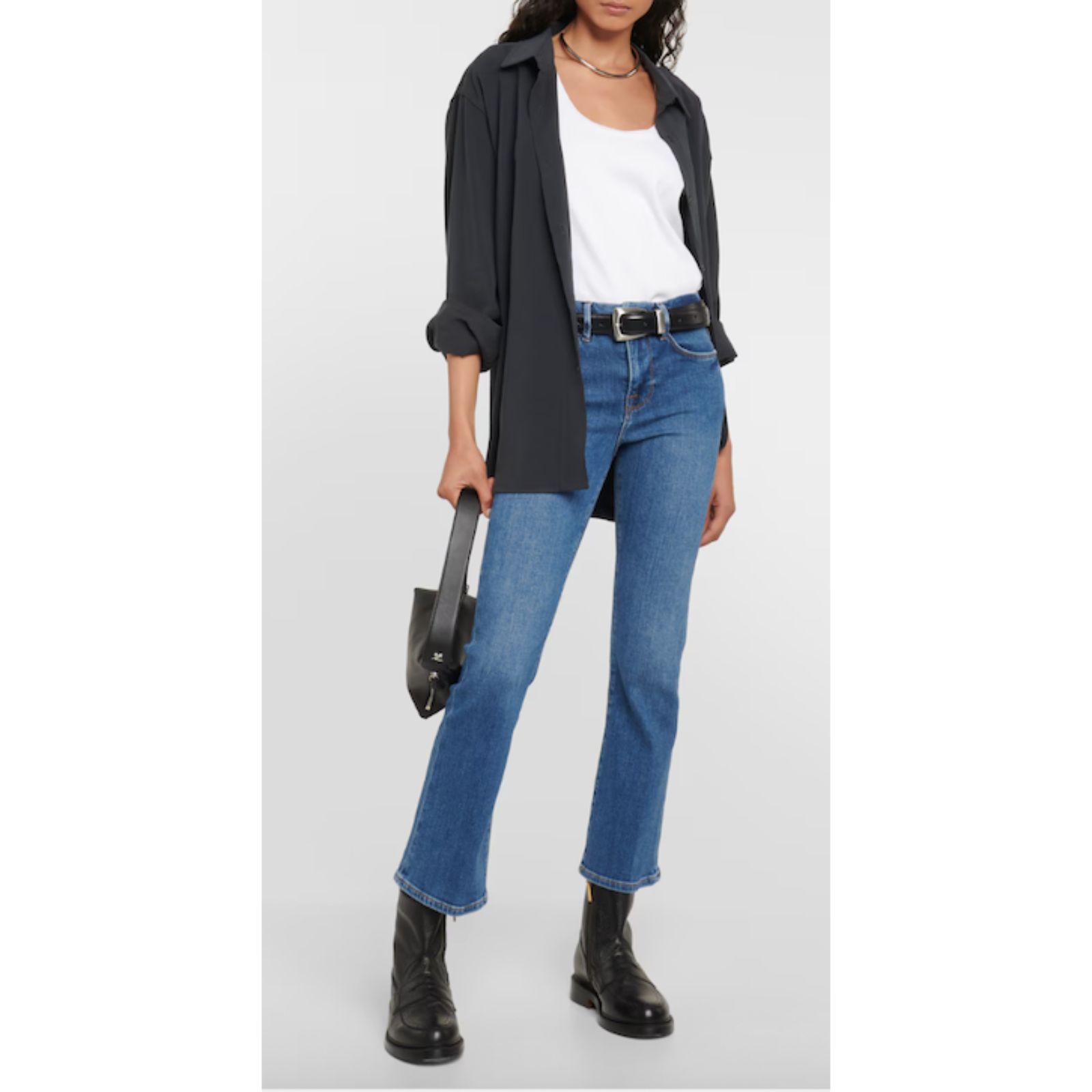 New Salesman Sample Frame Le Crop Mini Boot Denim Jeans Blue Size 26 E50